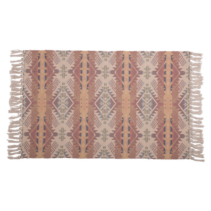 Decorative runner for dining table and console in Boho-Mandala design with fringes Kalsten