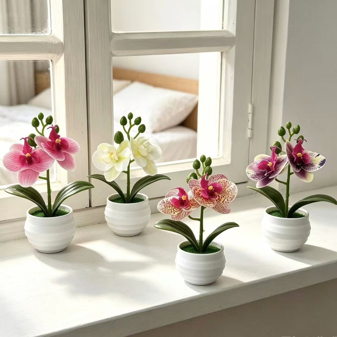 Lifelike Artificial Orchid Plant Arrangement for Indoor Decor