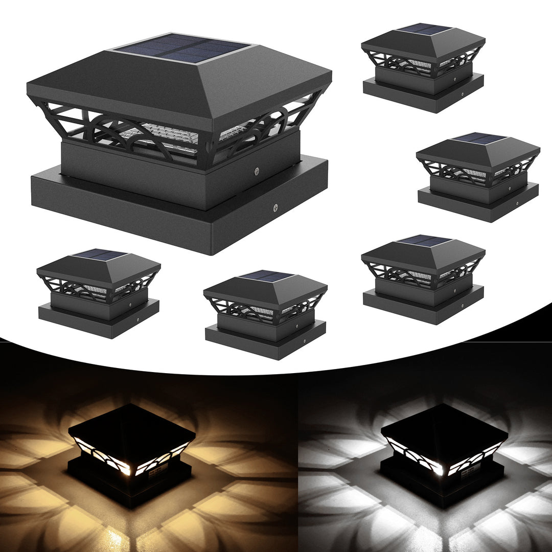 Decorative Solar LED Post Cap Projector Light With Ornate Cutout Pattern Kalsten