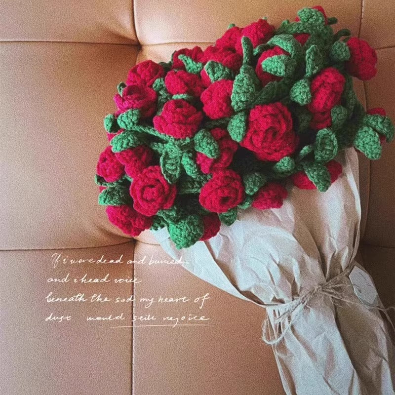 Crocheted Rose Floral Throw Blanket