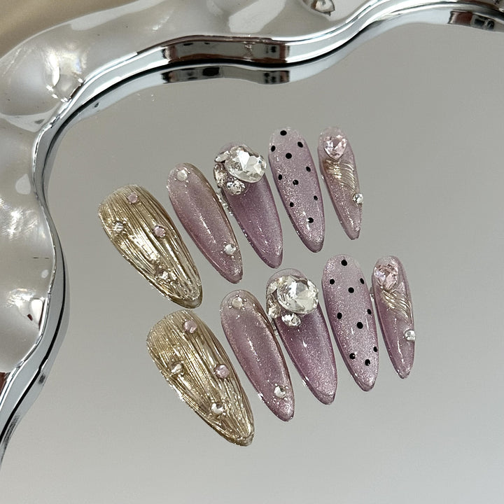 Glamorous Rhinestone-Studded Press-On Nail Set