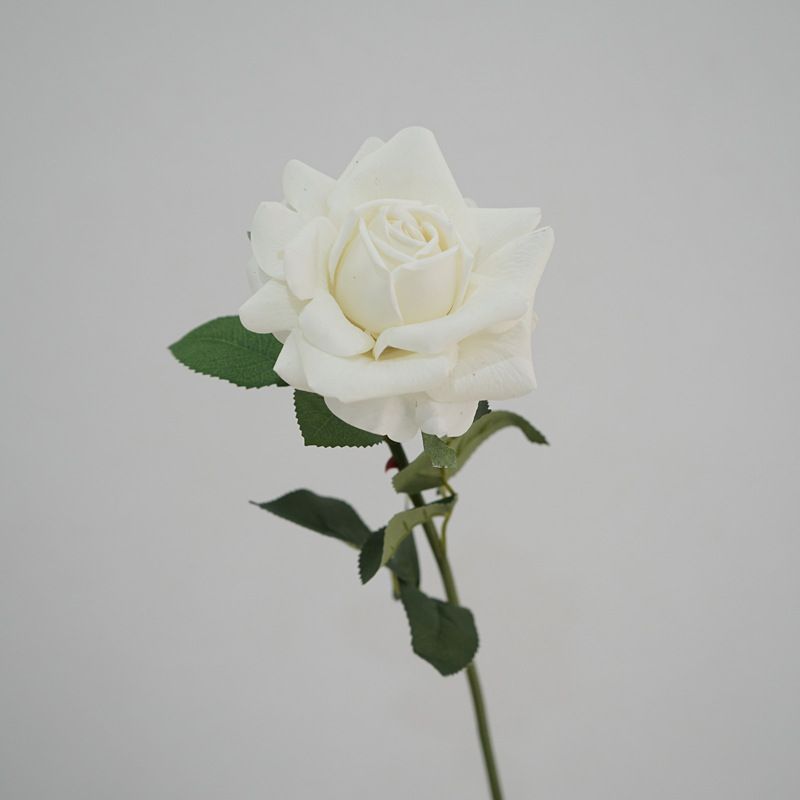 Lifelike Artificial Rose Stem with Green Foliage