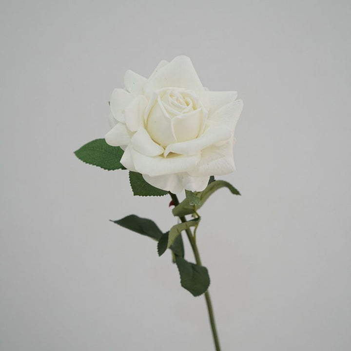 Lifelike Artificial Rose Stem with Green Foliage