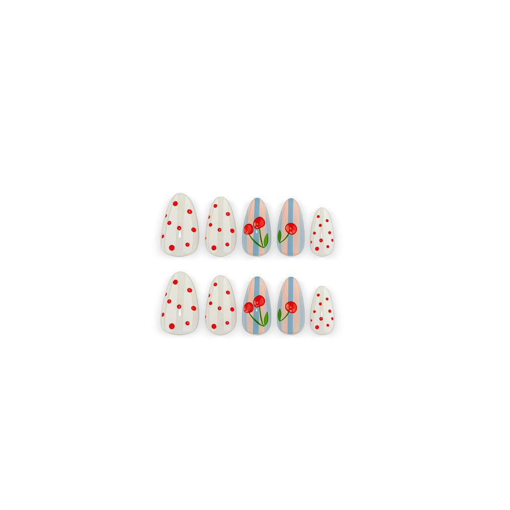 Creative art nails with cherry design Kalsten