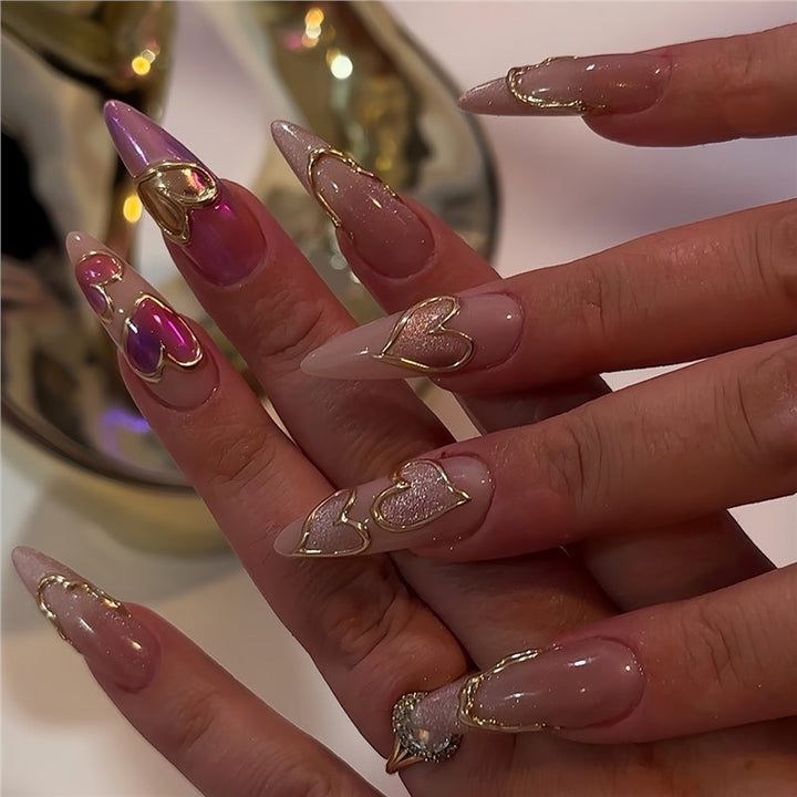 Heart-Shaped Decorative Press-On Nails Kalsten