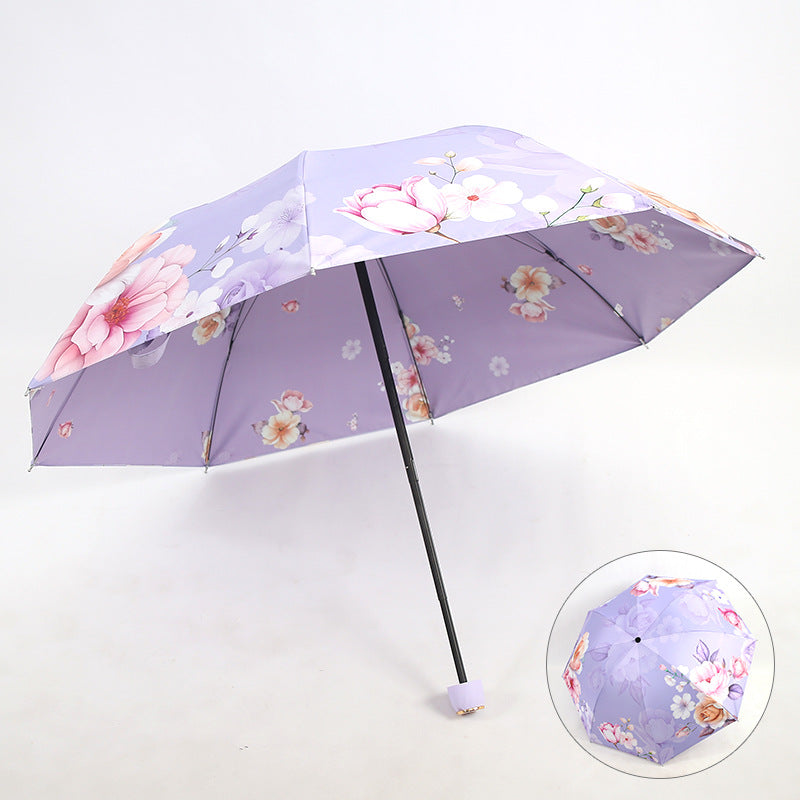 Ladies Folding Umbrella with Elegant Floral Design Kalsten