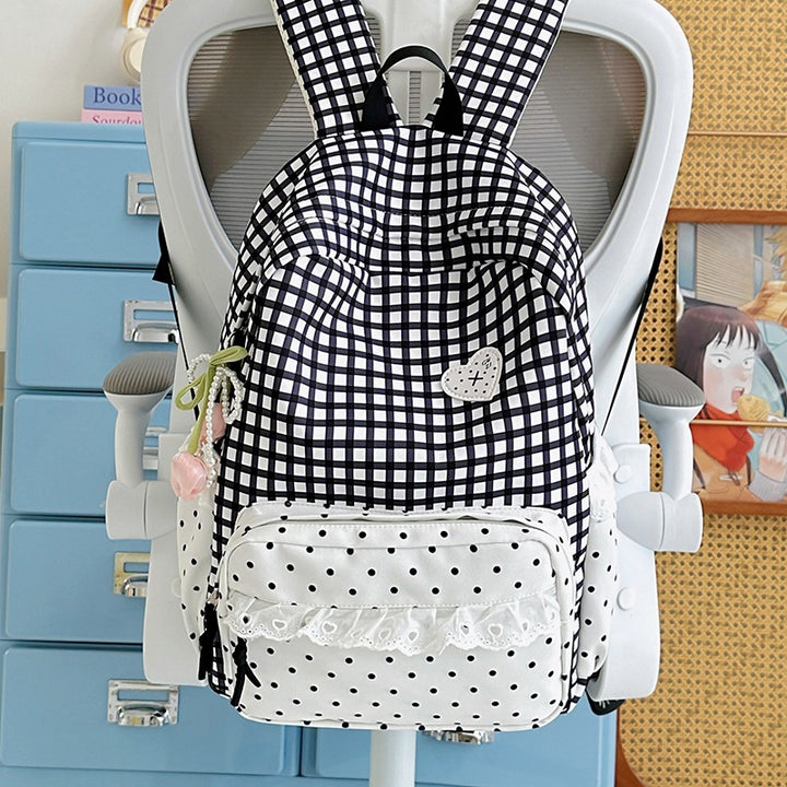 Stylish Gingham Patterned Backpack Kalsten