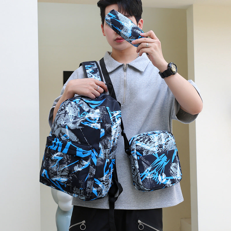 Graffiti Print Multi-Functional Backpack Set Kalsten