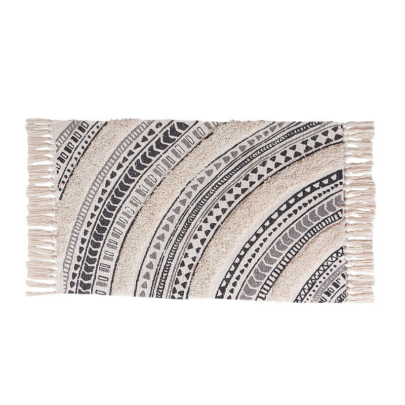 Woven runner rug with fringes and geometric ethnic pattern Kalsten