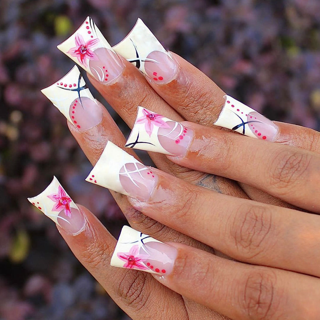 Artistic Floral Acrylic Nail Design Kalsten