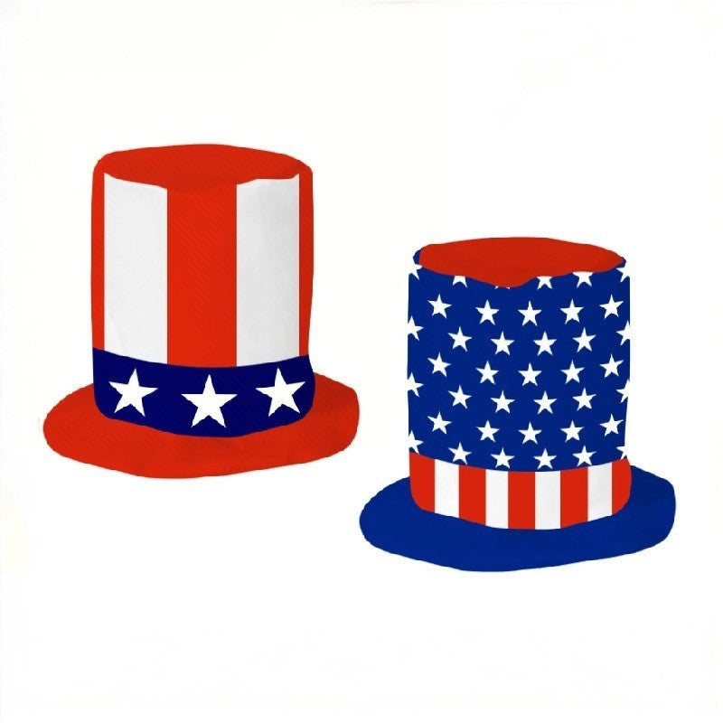 Unisex nan more patriotic party top hat with stars and stripes motif made of lightweight felt Kalsten