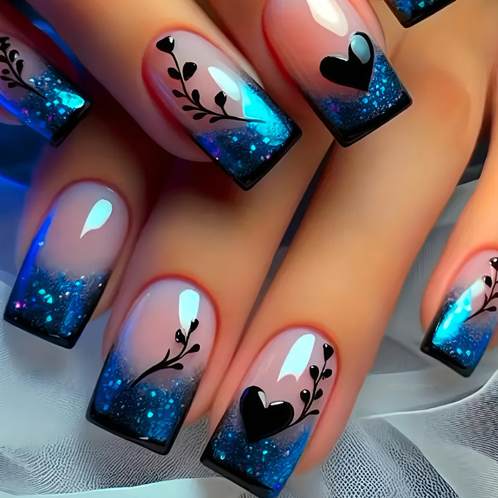 Glamorous Artificial Nails with Shimmering Ombre Design Kalsten