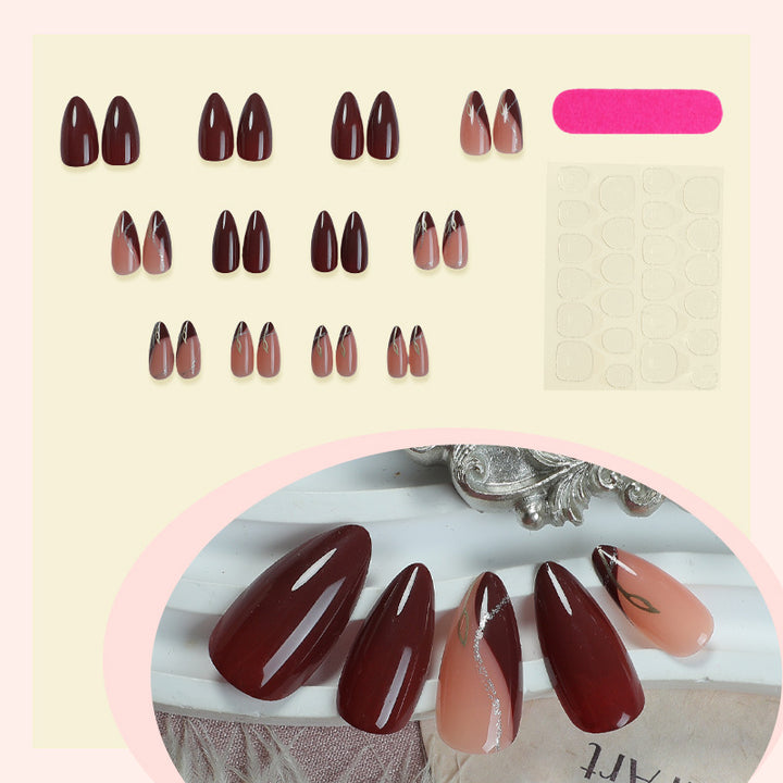 Elegant Press-On Nail Set with Unique Marble and Gradient Patterns Kalsten