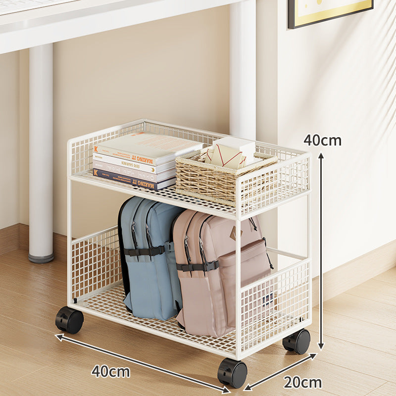 Slim Three-Tier Rolling Mesh Storage Cart with Locking Casters and Ventilated Shelves