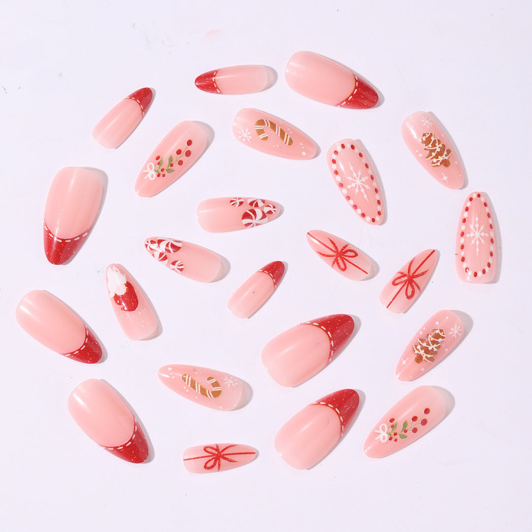 Artificial nail set with festive motifs and glitter accents Kalsten