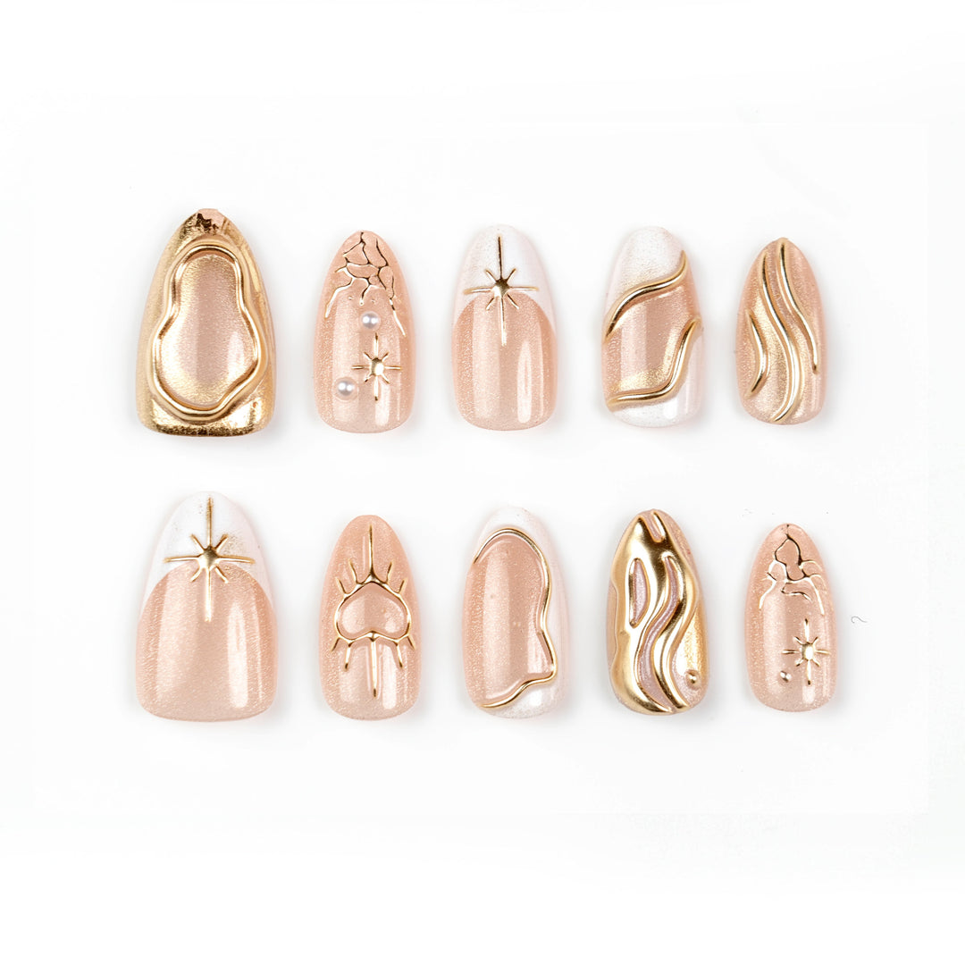 Artistic 3D Nail Tips with Glitter and Bead Decoration Kalsten