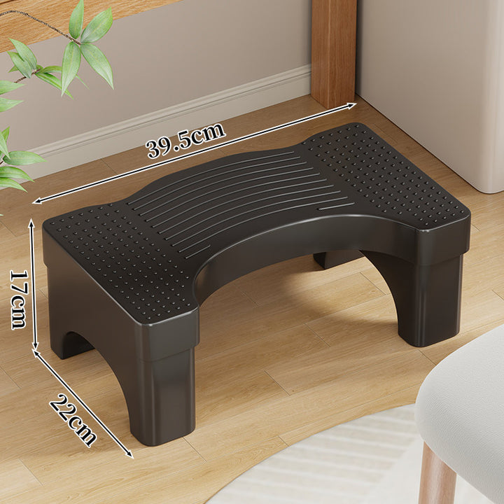 Curved Non-Slip Plastic Footstool Step Stool with Textured Anti-Skid Surface and Reinforced Legs