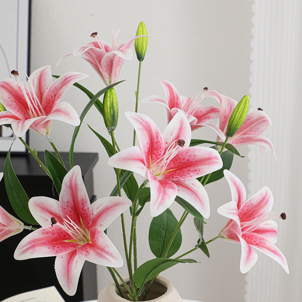 Artificial lily branch with realistic flowers
