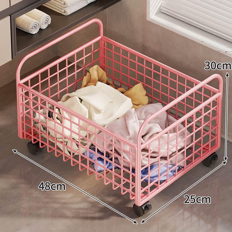 Metal Wire Grid Storage Basket with Raised Side Handles for Shelf and Countertop Organization
