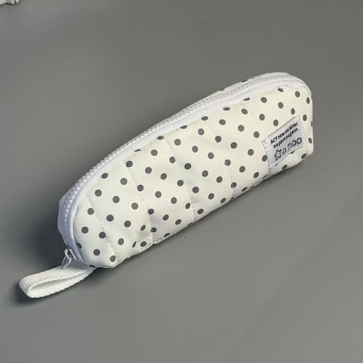 Quilted Dot Print Pencil Case