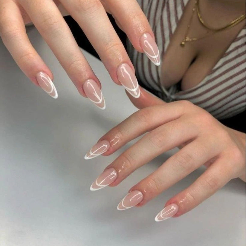 Almond-Shaped Press-On Nails with Elegantly Curved French Tips Kalsten