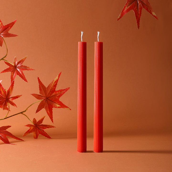 Sinuous Sculptural Taper Candle Pair Long-Burning Dripless Dinner Candles