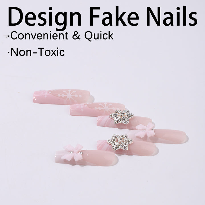 Creative nail art set with filigree snowflake and bow decorations Kalsten