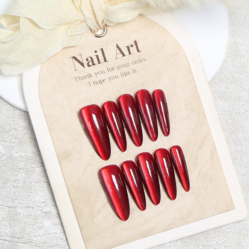 Elegant Rhinestone-Embellished Press-On Nail Art