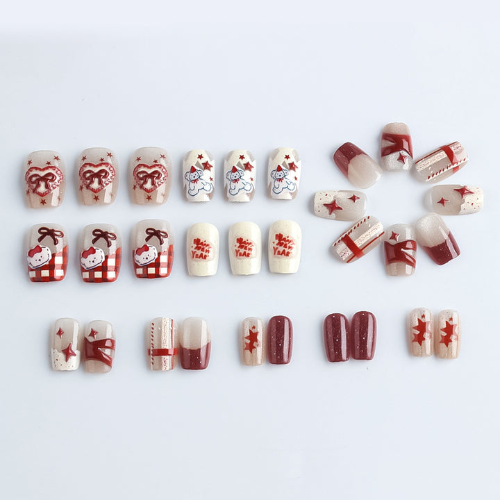 Festive Winter-Themed Press-On Nails Kalsten