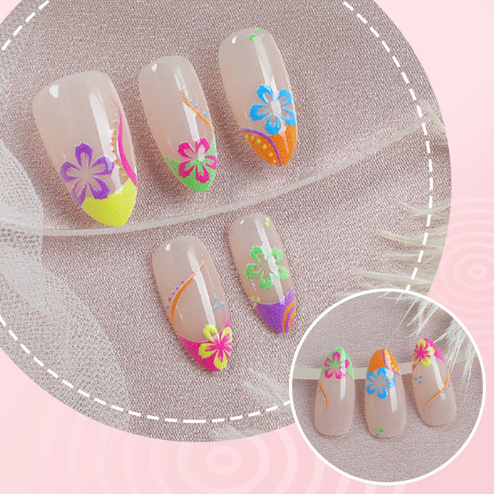 Creative Tropical Flower Press-On Nail Art Set