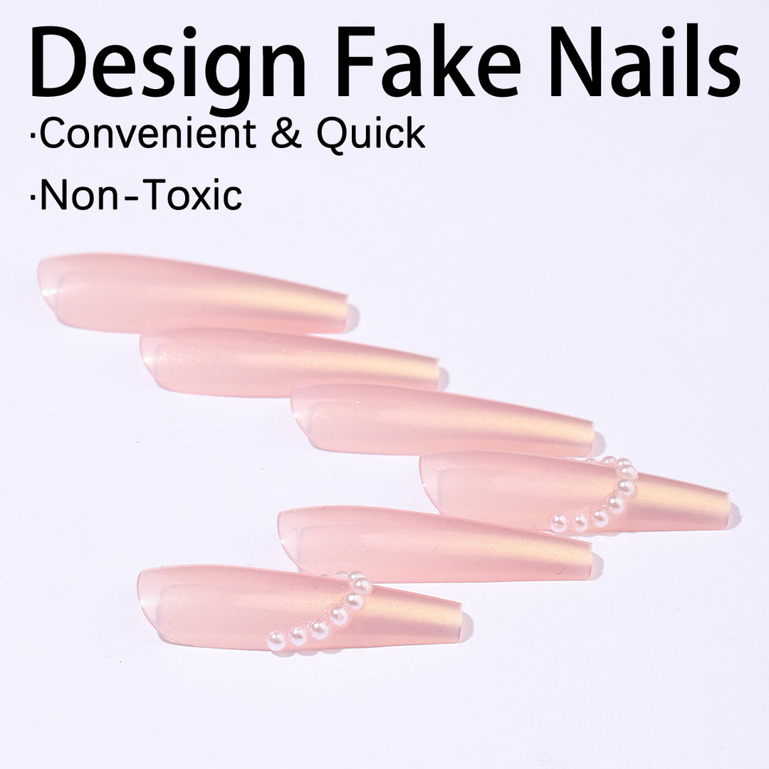 Elegant artificial nails with pearl decorations Kalsten