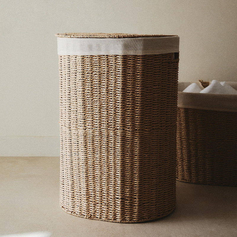 Round laundry basket made of natural materials Kalsten