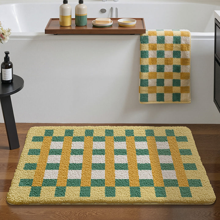 Plush Geometric Bath Mat Kalsten