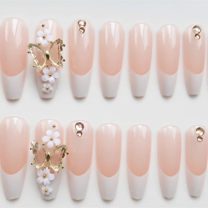 Luxury Press-On Nail Art with Floral Accents Kalsten