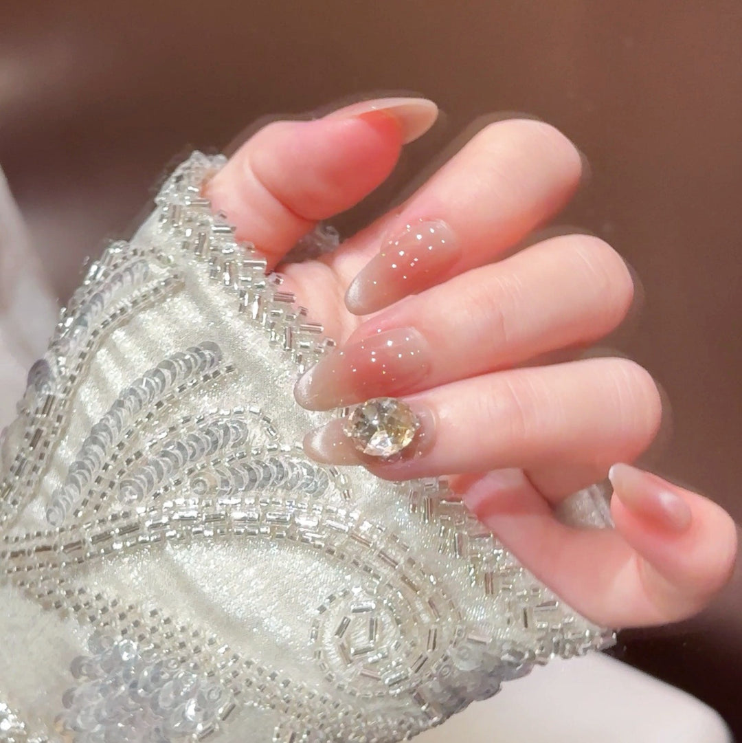 Elegant Crystal-Accented Press-On Nail Set Kalsten