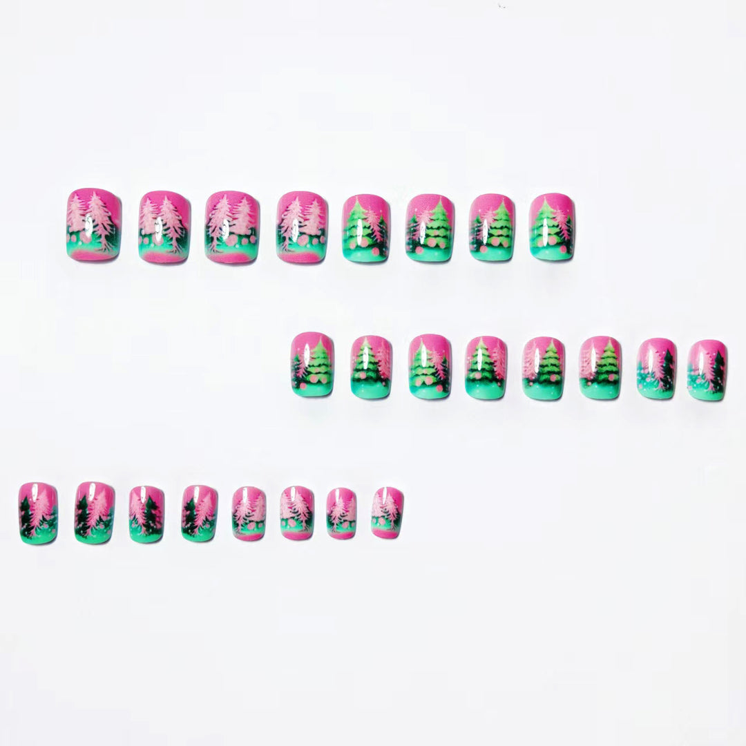 Artificial nails with festive Christmas tree design Kalsten