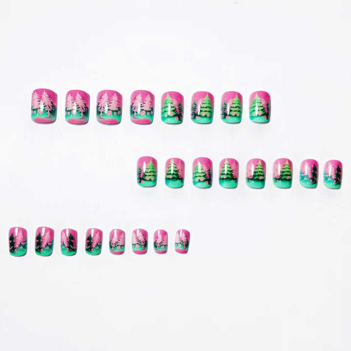 Artificial nails with festive Christmas tree design Kalsten