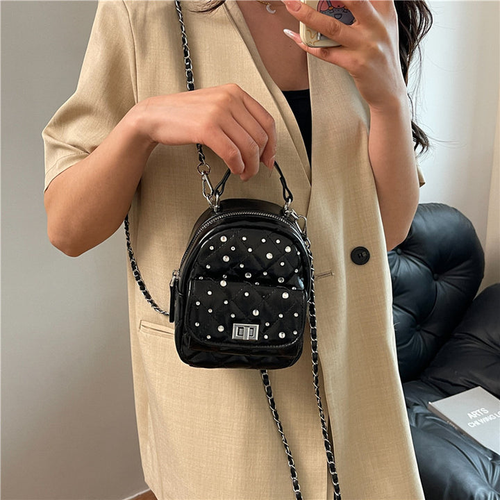 Quilted Mini Backpack with Rhinestone Accents Kalsten
