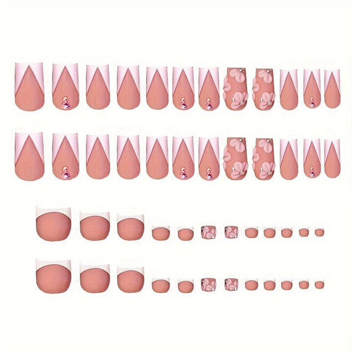 Floral French Tip Press-On Nail Set Kalsten