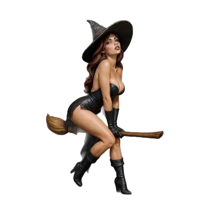 Decorative witch figure with broom Kalsten