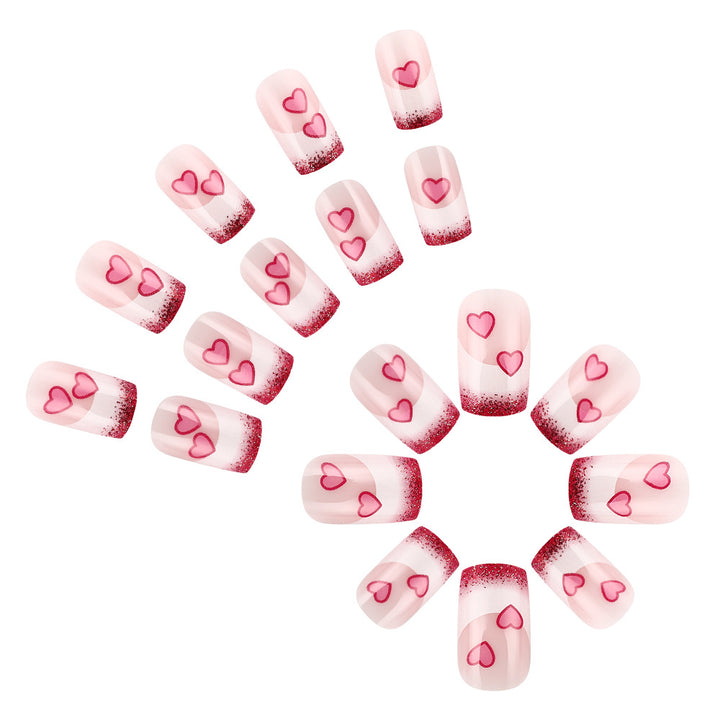 Heart-Embellished Acrylic Nail Art Set Kalsten