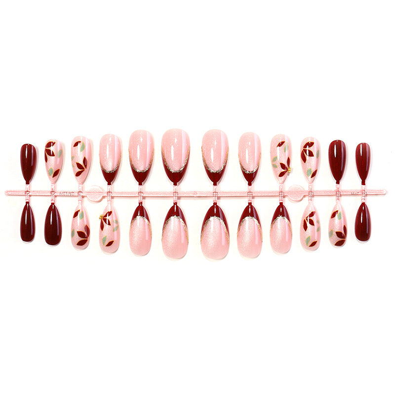 Elegant Press-On Nail Set with Floral Art Kalsten
