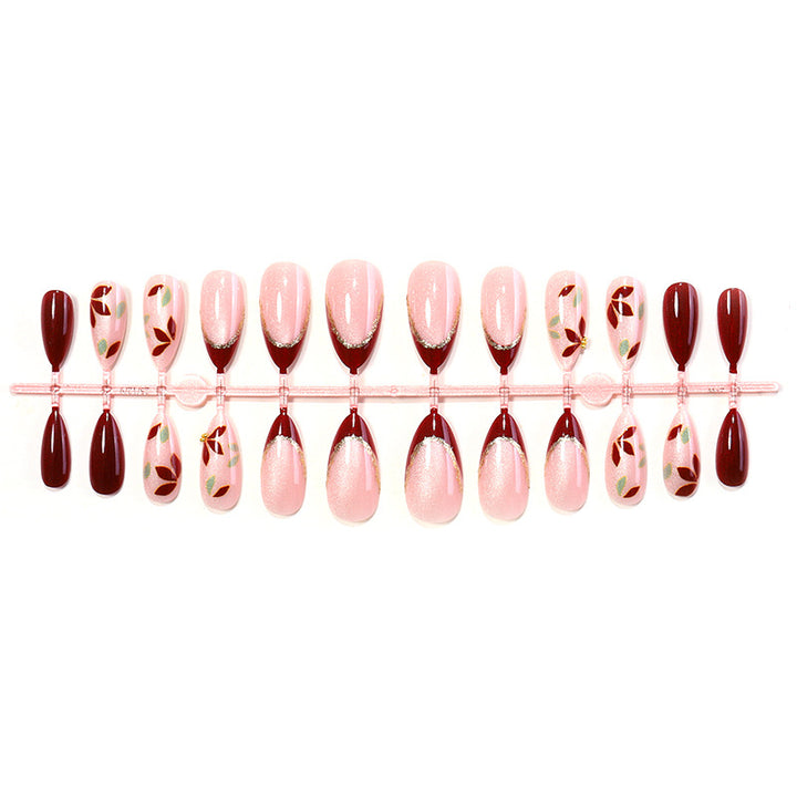 Elegant Press-On Nail Set with Floral Art Kalsten