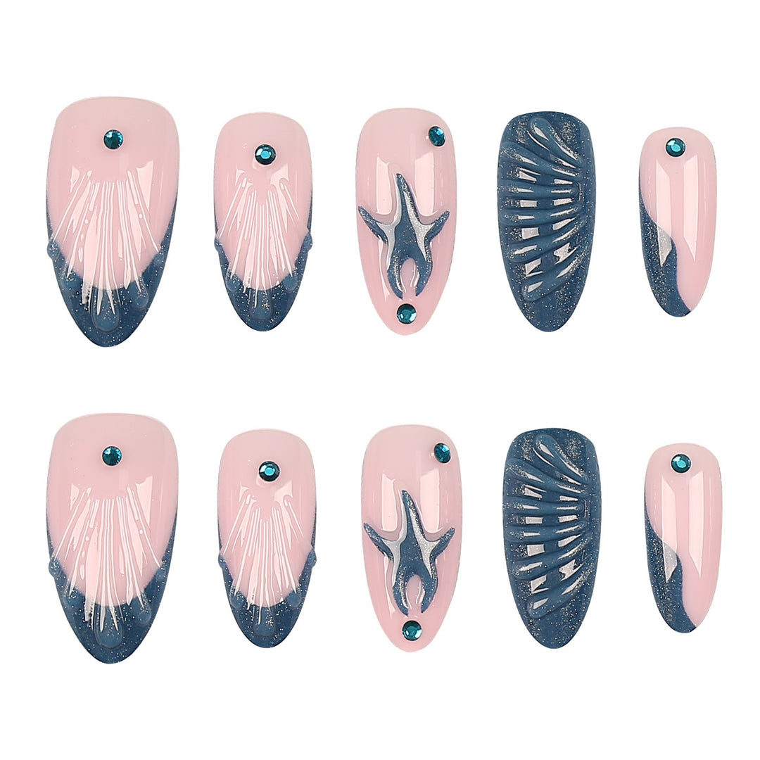 Artistic Sea-Inspired Press-On Nail Set