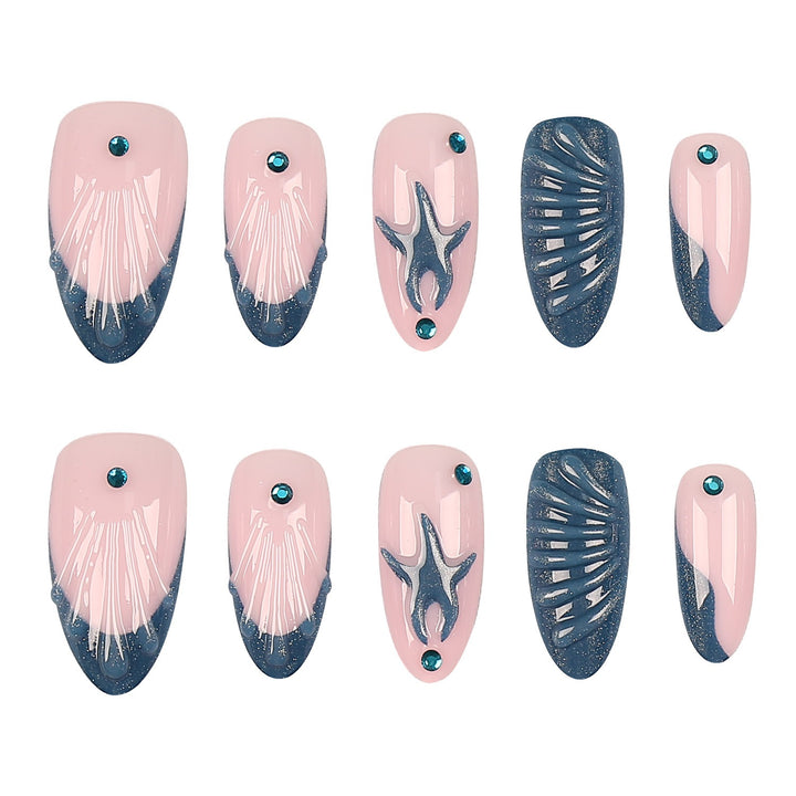 Artistic Sea-Inspired Press-On Nail Set