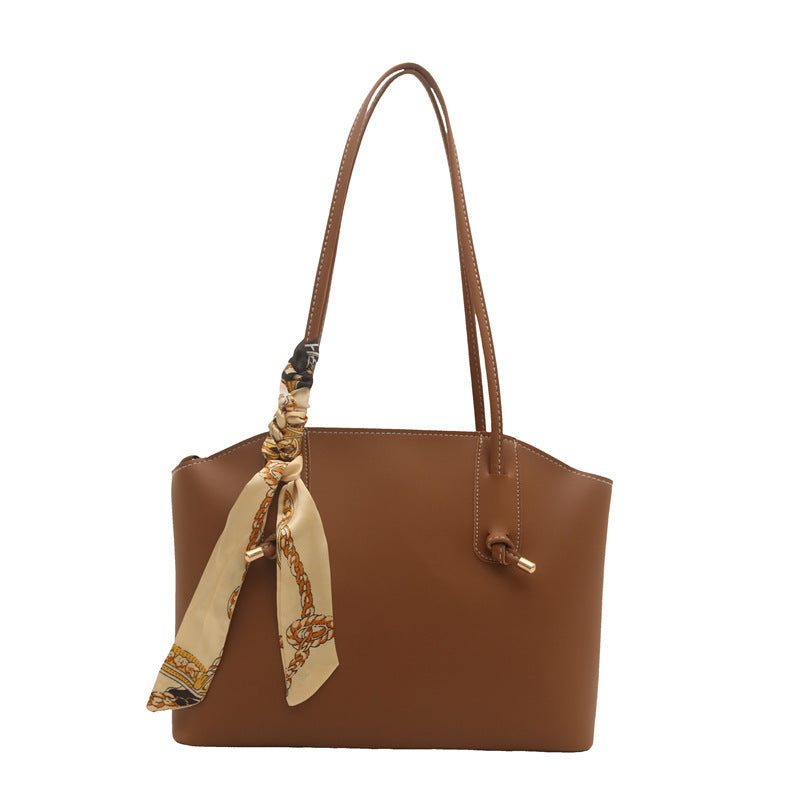Elegant Scarf-Accent Tote Bag