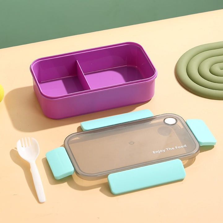 Multi-Section Eco-Friendly Lunch Box with Built-In Utensils