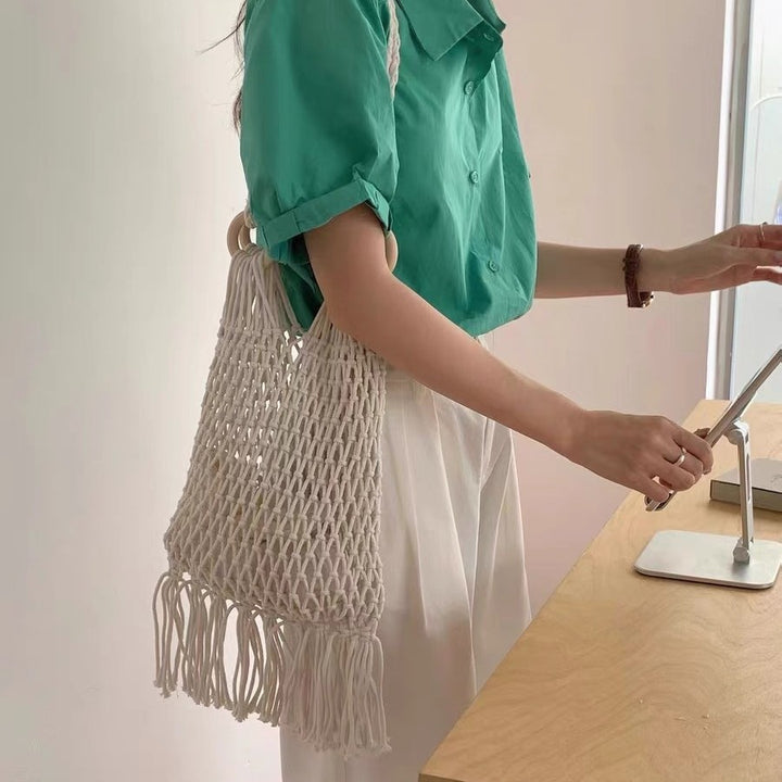 Hand-knotted fringed tote bag Kalsten