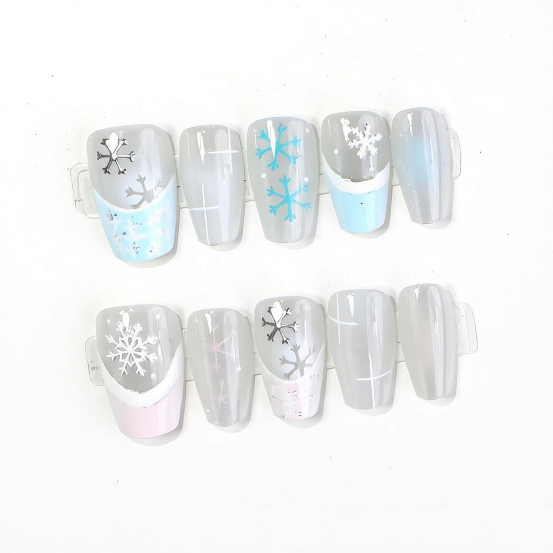 Elegant Snowflake Design Press-On Nail Set Kalsten