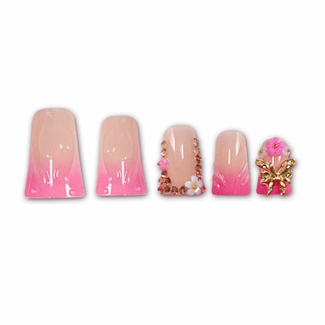 Artistic Long Nail Extensions with Floral Accents Kalsten